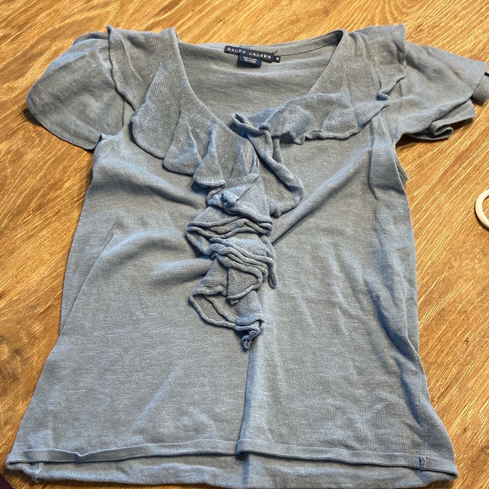 Polo Ralph Lauren ruffle top blue size M great condition